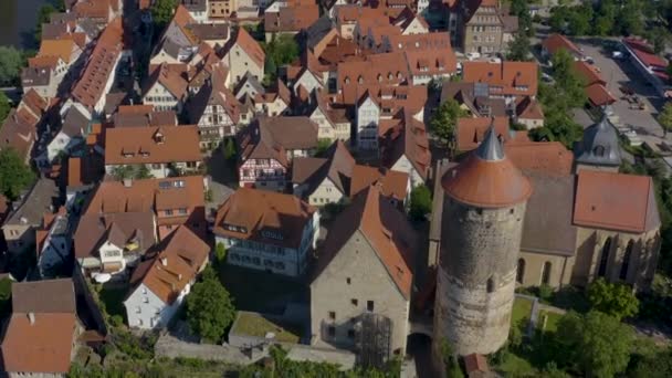 Aérea Del Casco Antiguo Besigheim Alemania Día Soleado Verano — Vídeos de Stock