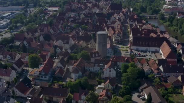 Aerial Old Part Town Besigheim Germany Sunny Day Summer — 비디오