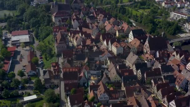 Vzduch Staré Části Města Besigheimu Německu Slunečného Letního Dne — Stock video