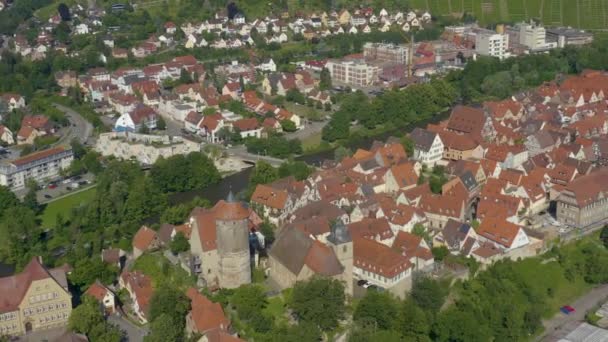 Vzduch Staré Části Města Besigheimu Německu Slunečného Letního Dne — Stock video