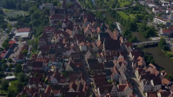 Aerial Parte Velha Cidade Besigheim Alemanha Dia Ensolarado Verão — Vídeo de Stock