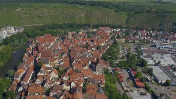 Aerial Old Part Town Besigheim Germany Sunny Day Summer — 비디오