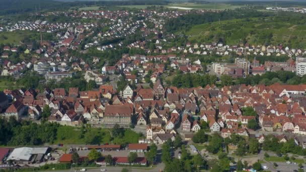 Flyg Från Den Gamla Delen Staden Besigheim Tyskland Solig Dag — Stockvideo