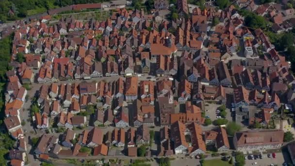 Luftaufnahme Der Altstadt Von Marbach Neckar Deutschland Einem Sonnigen Frühlingstag — Stockvideo