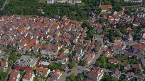 Aerial Parte Antiga Cidade Marbach Neckar Alemanha Num Dia Ensolarado — Vídeo de Stock