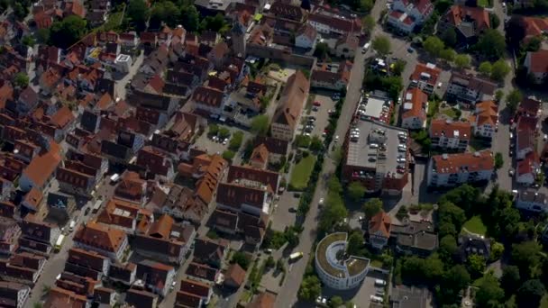 Aerial Old Part Town Marbach Neckar Germany Sunny Day Spring — 비디오