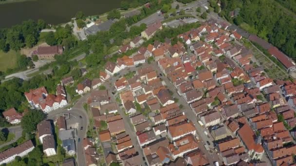 Aerial Parte Antiga Cidade Marbach Neckar Alemanha Num Dia Ensolarado — Vídeo de Stock