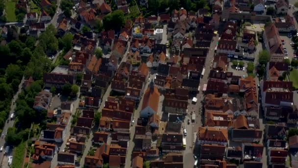 Aerial Old Part Town Marbach Neckar Germany Sunny Day Spring — Stock Video