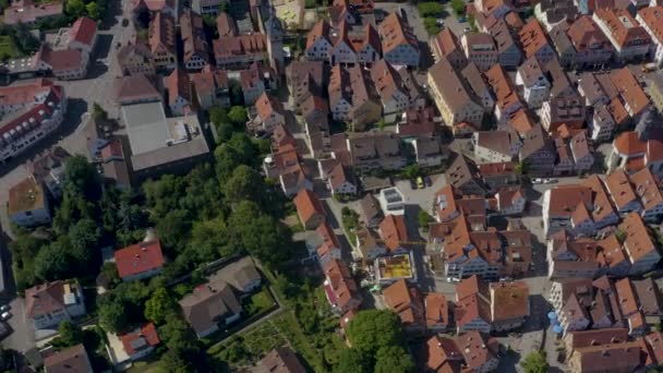 Luftaufnahme Der Altstadt Von Marbach Neckar Deutschland Einem Sonnigen Frühlingstag — Stockvideo