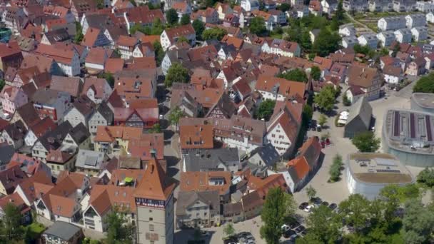 Almanya Waiblingen Şehrin Eski Kısmının Havası Baharın Güneşli Bir Gününde — Stok video