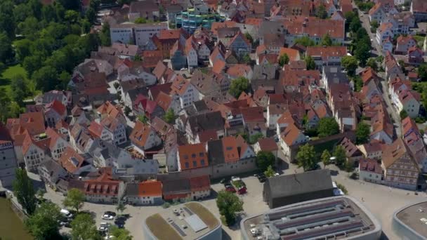 Aereo Della Parte Vecchia Della Città Waiblingen Germania Una Giornata — Video Stock