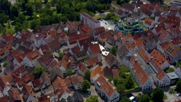 Luftaufnahme Der Altstadt Waiblingen Einem Sonnigen Frühlingstag — Stockvideo
