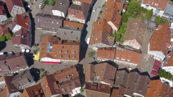 Luftaufnahme Der Altstadt Waiblingen Einem Sonnigen Frühlingstag — Stockvideo