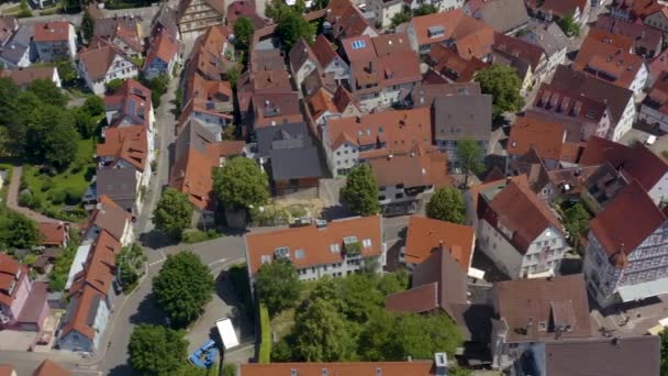 Luftaufnahme Der Altstadt Waiblingen Einem Sonnigen Frühlingstag — Stockvideo