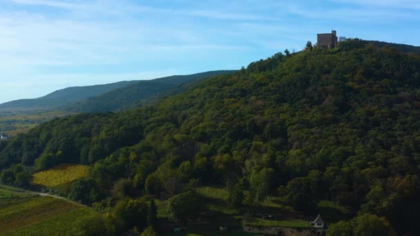 Luftaufnahme Der Stadt Neustadt Und Des Schlosses Hambacher Schloss Der — Stockvideo