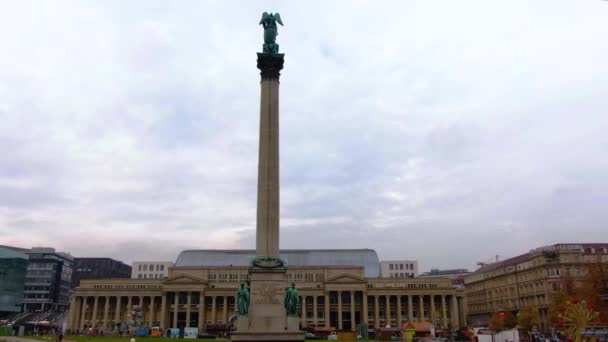 Downtown Stuttgart Německu Před Vánocemi Zamračený Den — Stock video