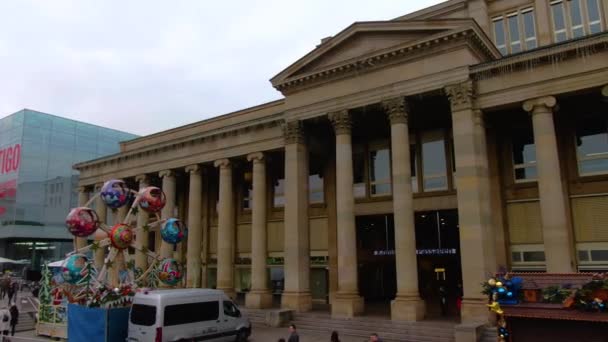 Downtown Stuttgart Německu Před Vánocemi Zamračený Den — Stock video