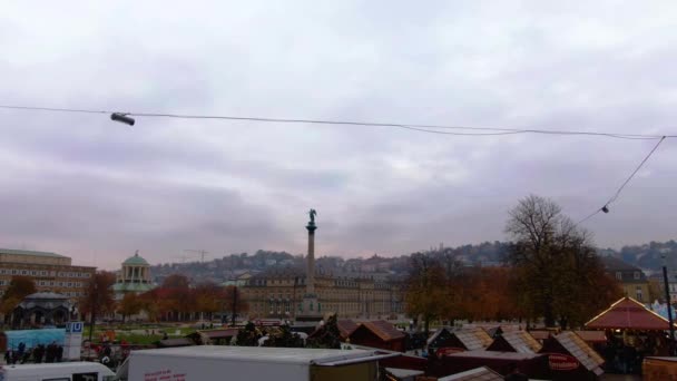 Downtown Stuttgart Alemanha Antes Natal Dia Nublado — Vídeo de Stock