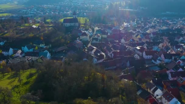 Letecký Pohled Obec Knigsbach Stein Německu Slunečného Dne Podzim — Stock video