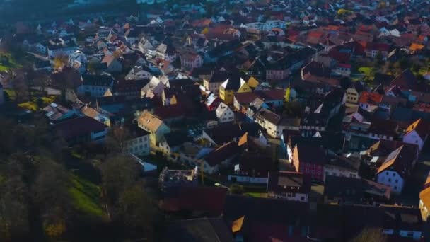 Veduta Aerea Del Villaggio Knigsbach Stein Germania Una Giornata Sole — Video Stock