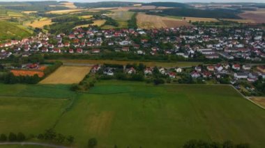Aerial view of the village Salz in Germany, Bavaria on a late spring afternoon