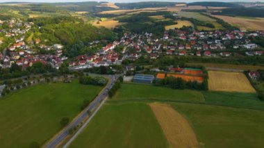 Aerial view of the village Salz in Germany, Bavaria on a late spring afternoon