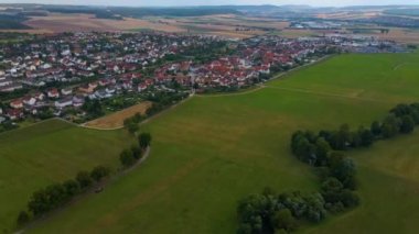 Aerial view of the village Salz in Germany, Bavaria on a late spring afternoon