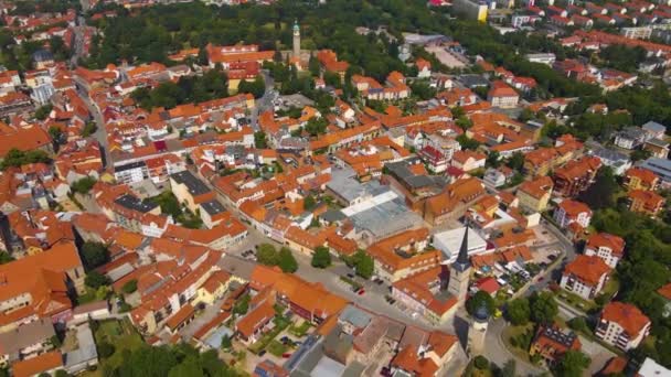 德国阿恩施塔特古城的空中景观 图林根 夏天阳光灿烂的一天 — 图库视频影像