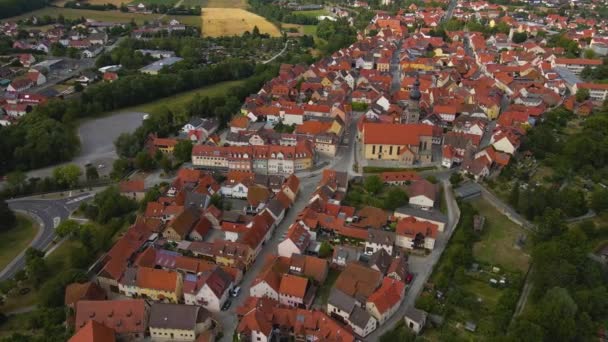 Almanya Nın Mellrichstadt Şehrinin Hava Manzarası Bavyera Bir Bahar Öğleden — Stok video