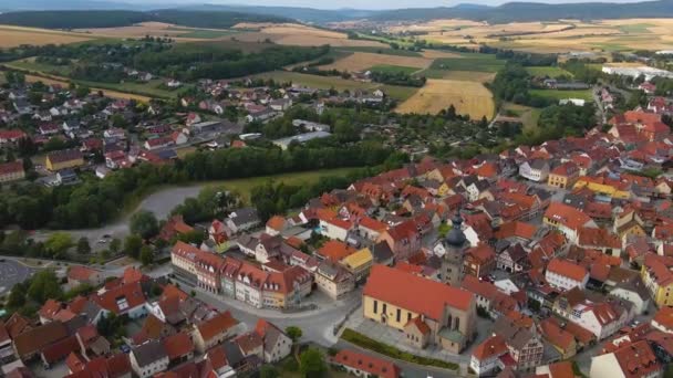 Vista Aérea Cidade Velha Mellrichstadt Alemanha Baviera Uma Tarde Primavera — Vídeo de Stock