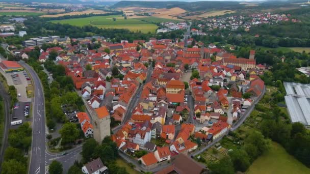 Vista Aérea Cidade Velha Muennerstadt Alemanha Baviera Uma Tarde Primavera — Vídeo de Stock