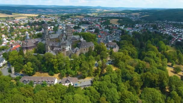 Aerial View Old Town Castle City Braunfels Germany Hesse Sping — Stock Video