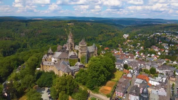 Aerial View Old Town Castle City Braunfels Germany Hesse Sping — Stock Video
