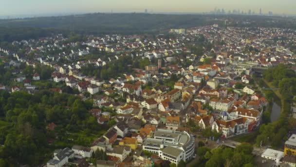Luchtfoto Van Oude Stad Bad Vilbel Duitsland Hesse Een Herfstmiddag — Stockvideo