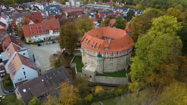 Vista Aérea Cidade Velha Castelo Cidade Sachsenheim Alemanha Baden Wrttemberg — Vídeo de Stock