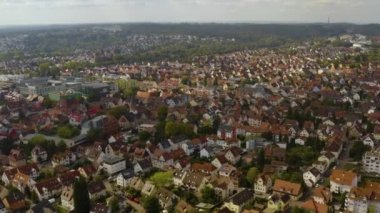 Vaihingen şehrinin hava manzarası, Almanya 'da Stuttgart, Baden-Wuerttemberg sonbahar günü