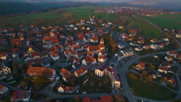 Vista Aérea Aldeia Neubulach Alemanha Baden Wuerttemberg Final Outono — Vídeo de Stock