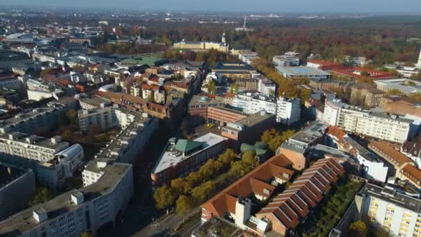 Flygfoto Över Centrala Karlsruhe Tyskland Baden Wuerttemberg Solig Höstdag — Stockvideo