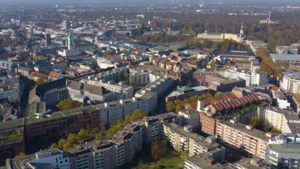 Flygfoto Över Centrala Karlsruhe Tyskland Baden Wuerttemberg Solig Höstdag — Stockvideo