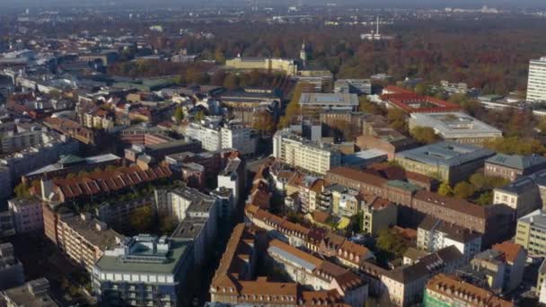 Aerial View Downtown City Karlsruhe Germany Baden Wuerttemberg Sunny Autumn — Stock Video