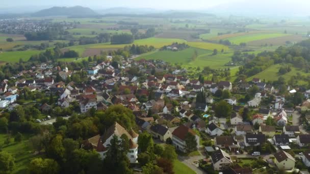 Vista Aérea Del Pueblo Randegg Alemania Baden Wuerttemberg Soleado Día — Vídeo de stock
