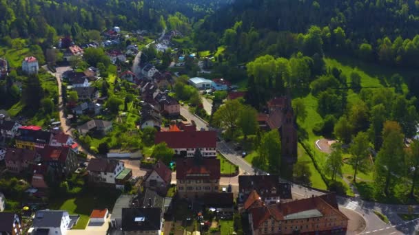 Letecký Pohled Obci Hoefen Der Enz Černém Lese Německu — Stock video