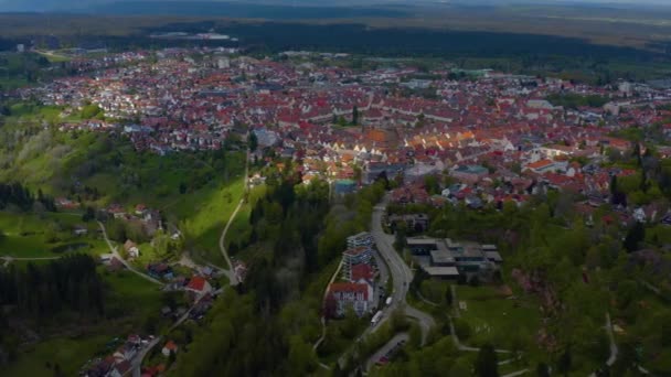 Vista Aérea Ampla Cidade Freudenstadt Floresta Negra Gernmany Dia Ensolarado — Vídeo de Stock