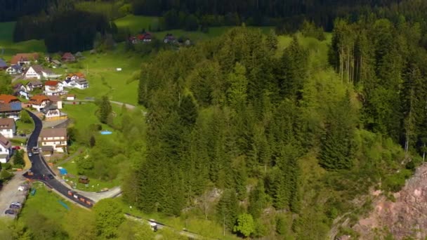 Flygfoto Över Den Svarta Skogen Solig Dag Med Moln Tyskland — Stockvideo