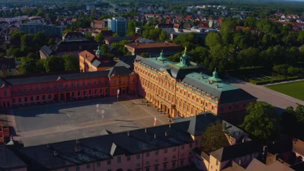 Widok Lotu Ptaka Centrum Rastatt Pałacem Niemczech Słoneczne Późne Popołudnie — Wideo stockowe