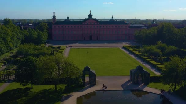 Letecký Pohled Centrum Rastatt Palácem Německu Slunné Pozdní Odpoledne Létě — Stock video