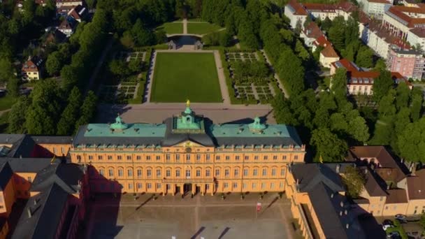 Widok Lotu Ptaka Centrum Rastatt Pałacem Niemczech Słoneczne Późne Popołudnie — Wideo stockowe