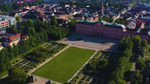 Widok Lotu Ptaka Centrum Rastatt Pałacem Niemczech Słoneczne Późne Popołudnie — Wideo stockowe