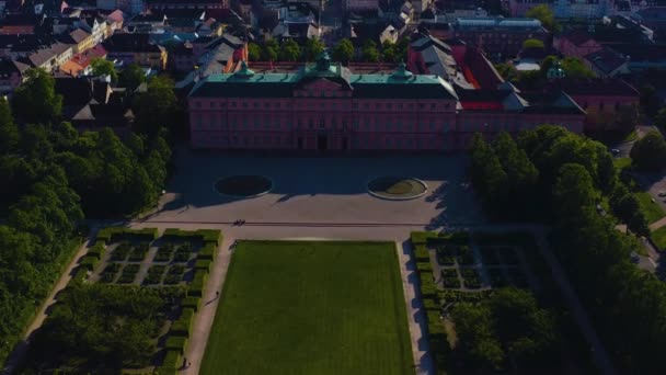 Vista Aérea Centro Rastatt Com Palácio Alemanha Uma Tarde Ensolarada — Vídeo de Stock