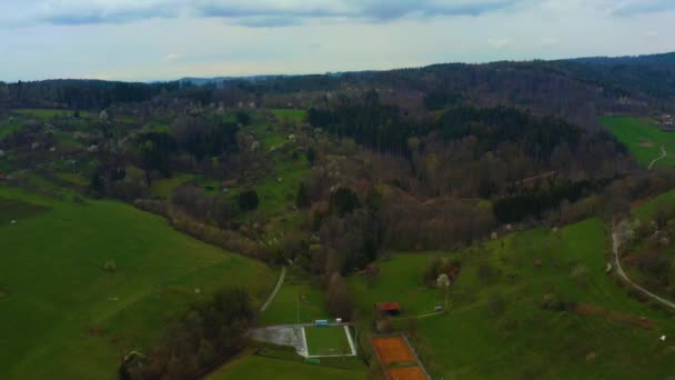 Vista Aérea Cidade Oppenweiler Castelo Reichenberg Alemanha Dia Nublado Final — Vídeo de Stock
